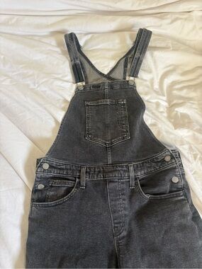 Washed Black Denim Overalls